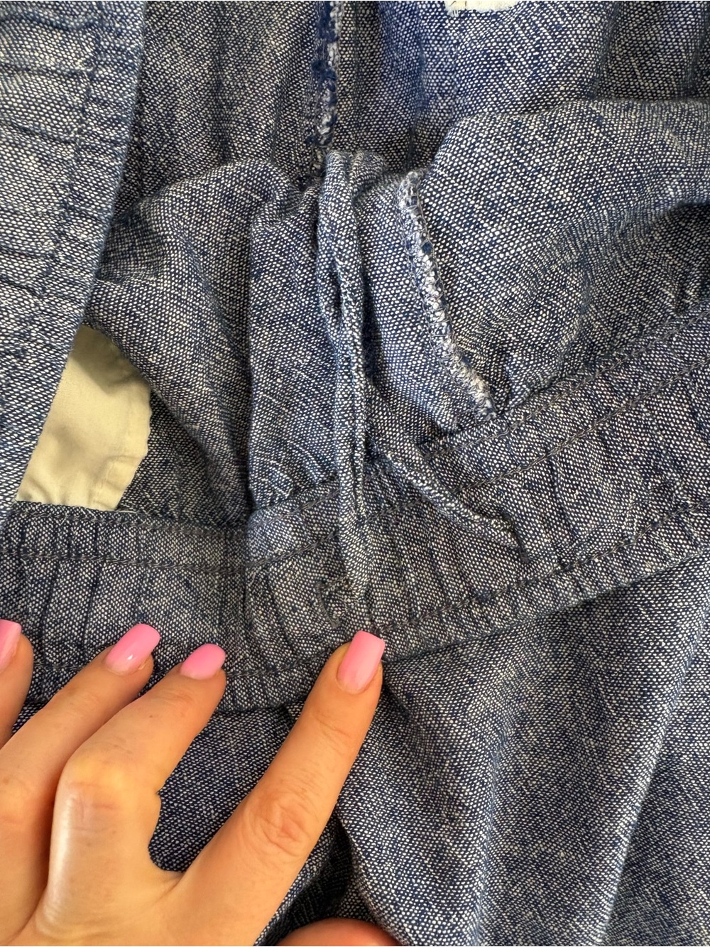Old Navy Chambray Blue Linen Wide Leg Pants Travel Coastal Resort Cruise Vacay L - Picture 6 of 10